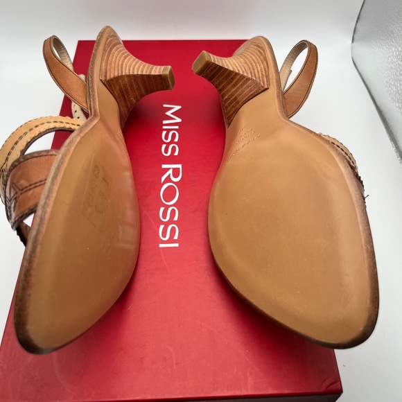 🍮MISS ROSSI Caramel Slingback Italian sandals NWT - Picture 3 of 7